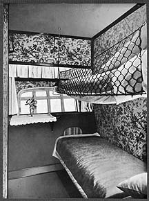 Passenger cabin set up for sleeping.